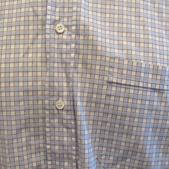 Canali Men's Shirt Light Blue Checks Cotton L 16 1/2-42 Made in Italy Very Nice - Picture 4 of 10
